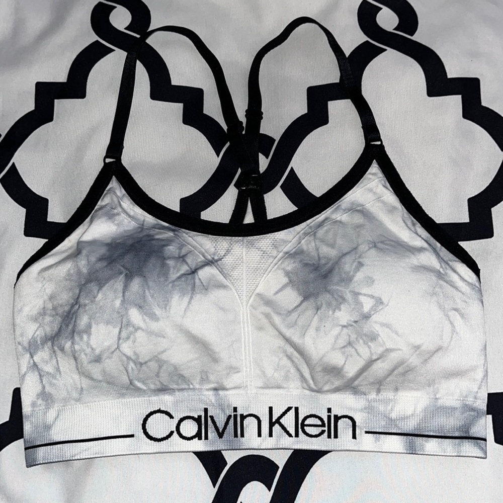 Calvin Klein Performance White & Gray Sports Bra